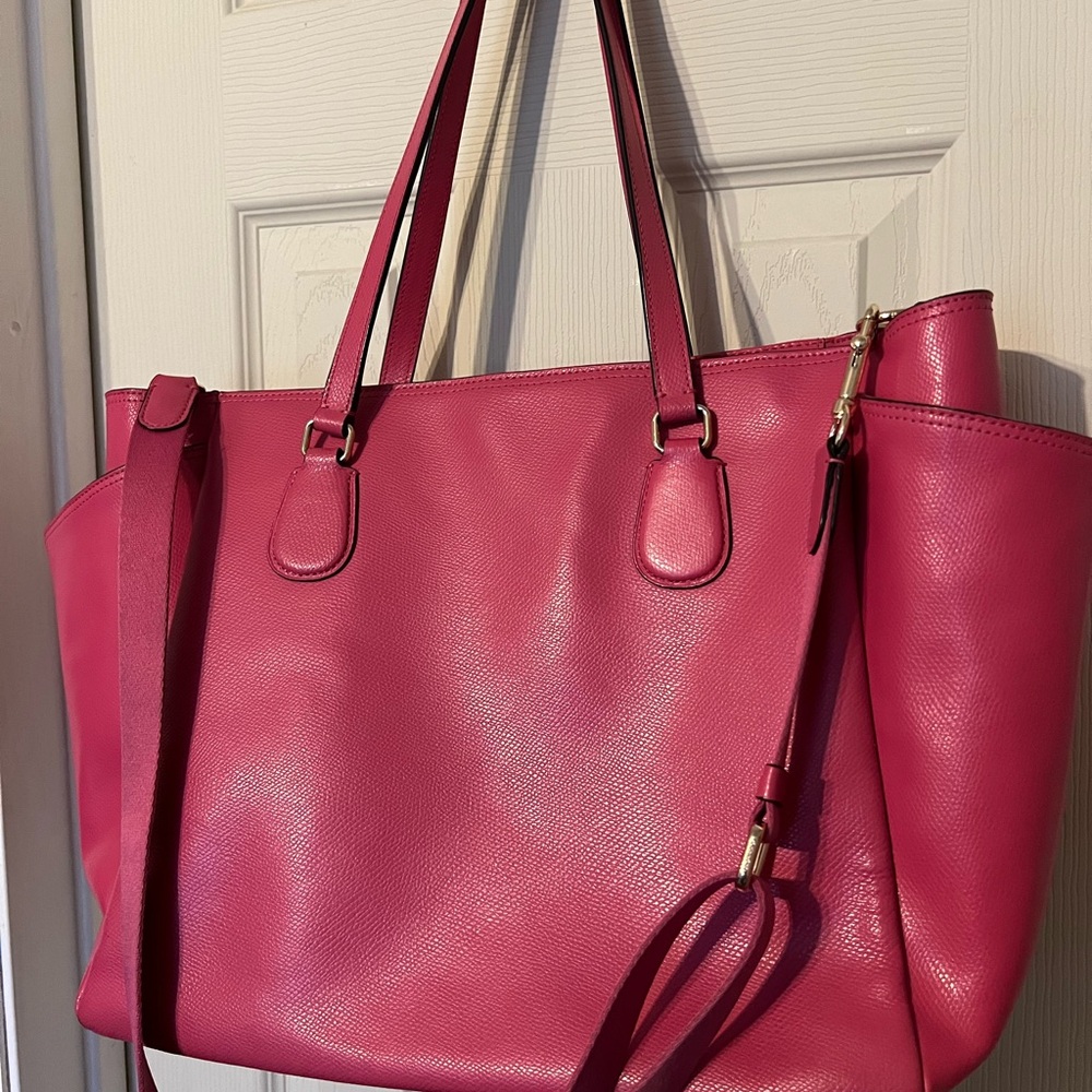 Coach Dahlia Diaper Bag – Pink Pebbled Leather Tote | Large Designer Baby Bag - Picture 7 of 14